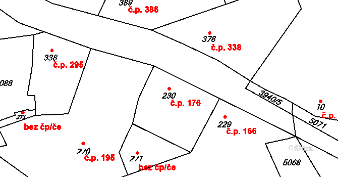 Kryry 176 na parcele st. 230 v KÚ Kryry, Katastrální mapa