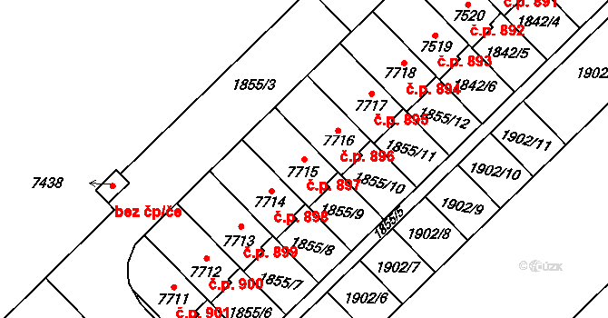 Chrudim III 897, Chrudim na parcele st. 7715 v KÚ Chrudim, Katastrální mapa