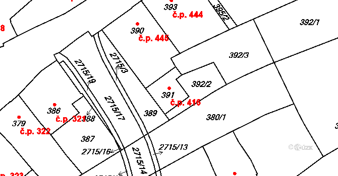Dobruška 416 na parcele st. 391 v KÚ Dobruška, Katastrální mapa