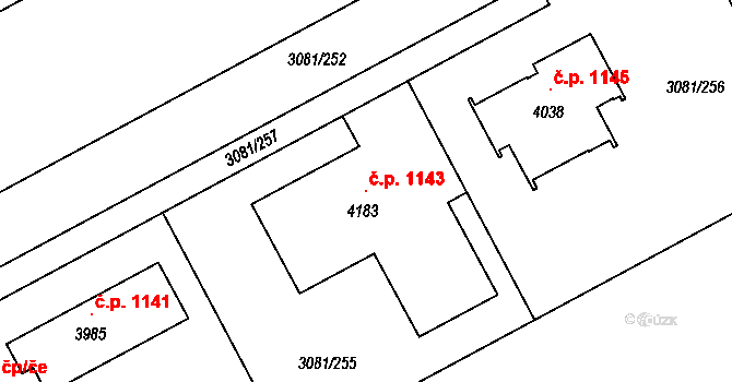 Žichlínské Předměstí 1143, Lanškroun na parcele st. 4183 v KÚ Lanškroun, Katastrální mapa