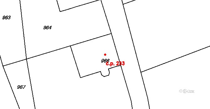 Bělotín 233 na parcele st. 966 v KÚ Bělotín, Katastrální mapa