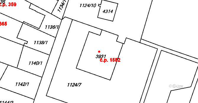 Čelákovice 1582 na parcele st. 3931 v KÚ Čelákovice, Katastrální mapa