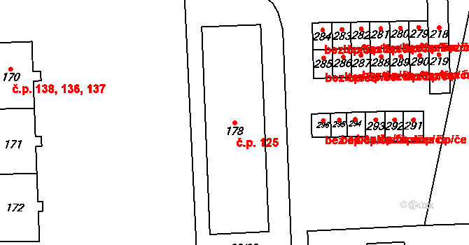 Vysoká Pec 125, Bohutín na parcele st. 178 v KÚ Vysoká Pec u Bohutína, Katastrální mapa