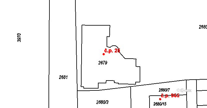 Horní Těrlicko 25, Těrlicko na parcele st. 2679/2 v KÚ Horní Těrlicko, Katastrální mapa