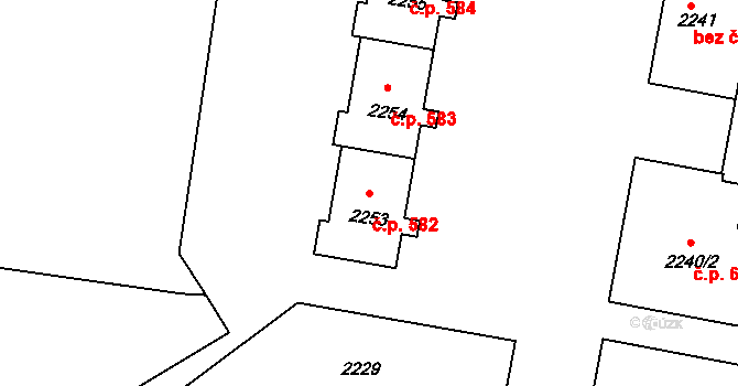 Mimoň I 582, Mimoň na parcele st. 2253 v KÚ Mimoň, Katastrální mapa