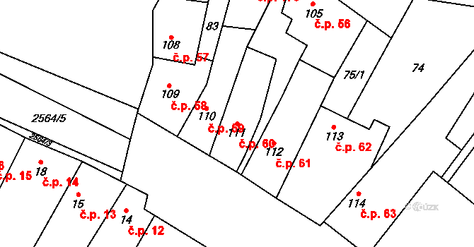 Třebenice 60 na parcele st. 111 v KÚ Třebenice, Katastrální mapa