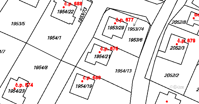 Semily 676 na parcele st. 1954/21 v KÚ Semily, Katastrální mapa