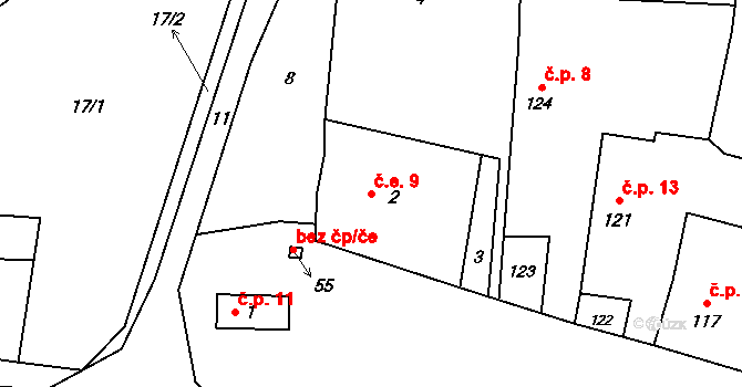 Sejcká Lhota 9, Chotilsko na parcele st. 2 v KÚ Sejcká Lhota, Katastrální mapa