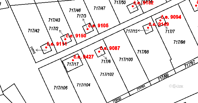 Svádov 9087, Ústí nad Labem na parcele st. 717/6 v KÚ Svádov, Katastrální mapa