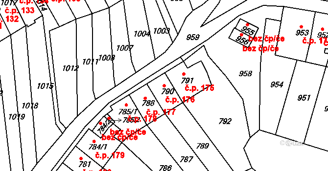 Střekov 176, Ústí nad Labem na parcele st. 790 v KÚ Střekov, Katastrální mapa
