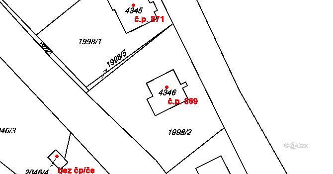 Žamberk 869 na parcele st. 4346 v KÚ Žamberk, Katastrální mapa