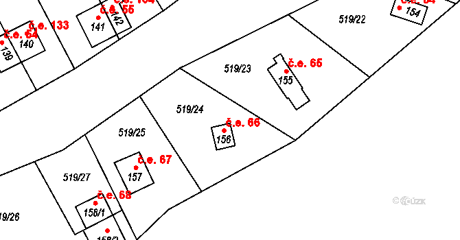 Samechov 66, Chocerady na parcele st. 156 v KÚ Samechov, Katastrální mapa