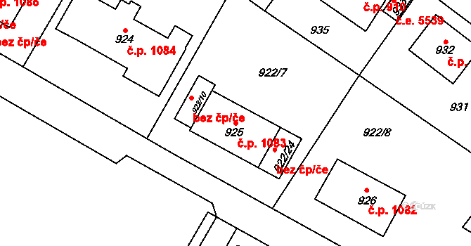 Kadaň 1083 na parcele st. 925 v KÚ Kadaň, Katastrální mapa