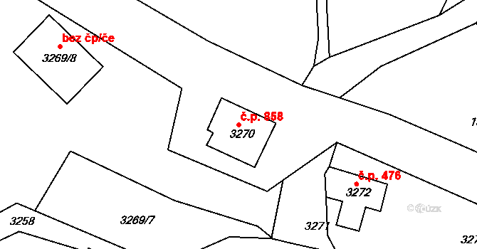 Smržovka 858 na parcele st. 3270 v KÚ Smržovka, Katastrální mapa