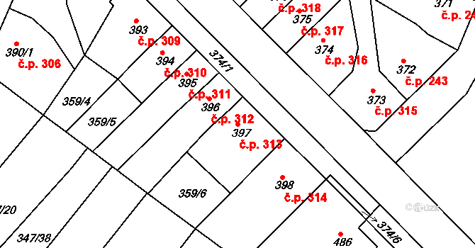 Ledvice 313 na parcele st. 397 v KÚ Ledvice, Katastrální mapa