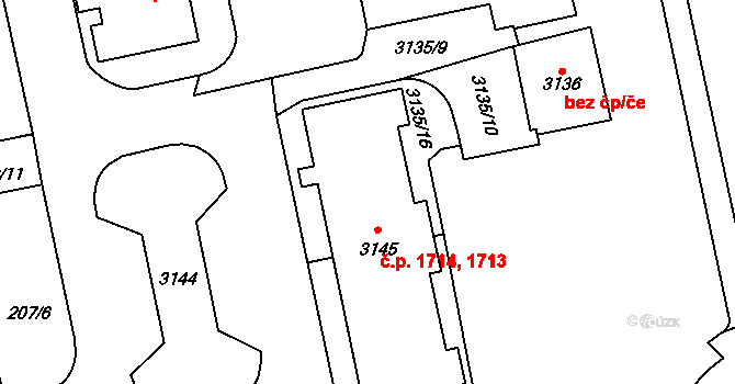 Chodov 1714, Praha na parcele st. 3145 v KÚ Chodov, Katastrální mapa