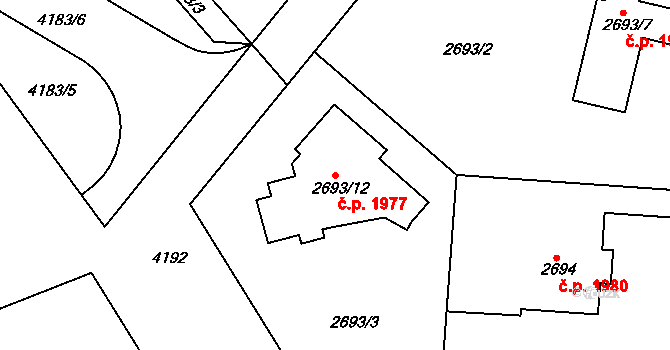 Dejvice 1977, Praha na parcele st. 2693/12 v KÚ Dejvice, Katastrální mapa