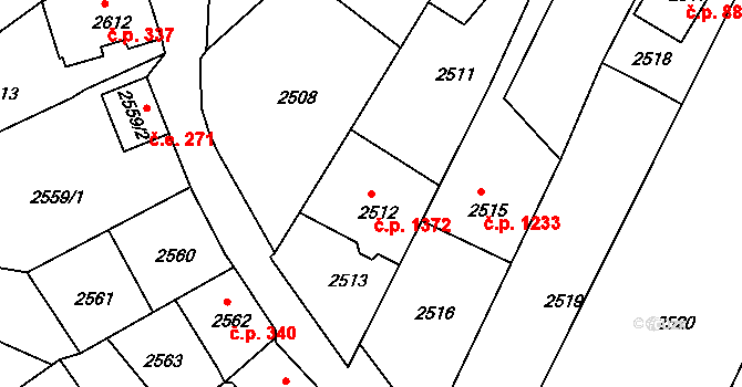 Rumburk 1 1372, Rumburk na parcele st. 2512 v KÚ Rumburk, Katastrální mapa