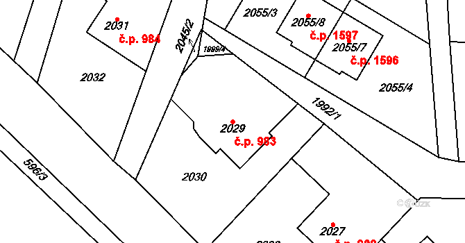 Bludovice 983, Havířov na parcele st. 2029 v KÚ Bludovice, Katastrální mapa