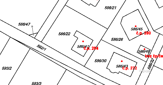 Poříčí 264, Boršov nad Vltavou na parcele st. 586/41 v KÚ Boršov nad Vltavou, Katastrální mapa