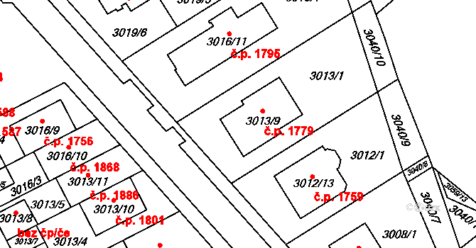 Šlapanice 1779 na parcele st. 3013/9 v KÚ Šlapanice u Brna, Katastrální mapa