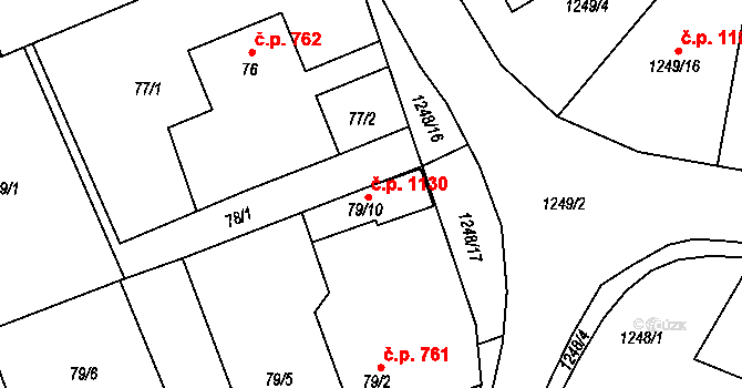 Prostřední Suchá 1130, Havířov na parcele st. 79/10 v KÚ Prostřední Suchá, Katastrální mapa