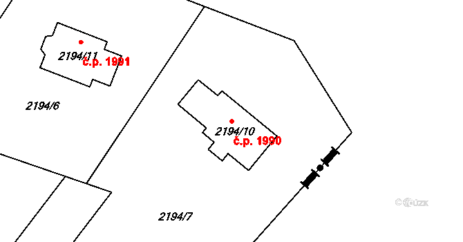 Hranice 1990, Karviná na parcele st. 2194/10 v KÚ Karviná-město, Katastrální mapa