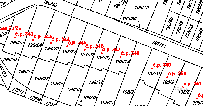 Pokratice 347, Litoměřice na parcele st. 198/20 v KÚ Pokratice, Katastrální mapa