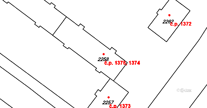 Poruba 1374,1375, Ostrava na parcele st. 2258 v KÚ Poruba-sever, Katastrální mapa