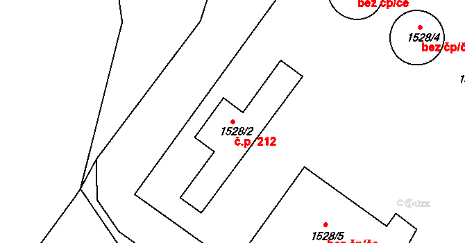 Miřetice u Klášterce nad Ohří 212, Klášterec nad Ohří na parcele st. 1528/2 v KÚ Miřetice u Klášterce nad Ohří, Katastrální mapa