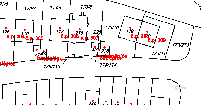 Velké Přílepy 39625117 na parcele st. 224 v KÚ Velké Přílepy, Katastrální mapa