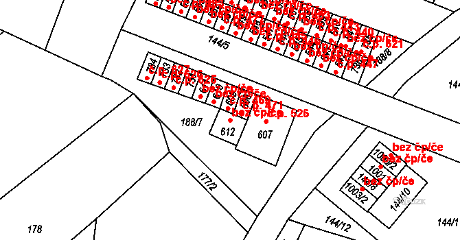 Černovice 45231117 na parcele st. 612 v KÚ Černovice u Tábora, Katastrální mapa