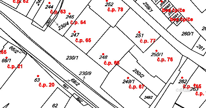 Holubice 66 na parcele st. 248 v KÚ Holubice, Katastrální mapa