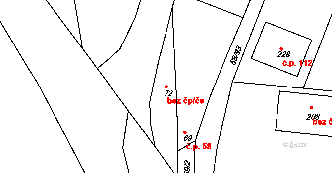 Klíčany 46116117 na parcele st. 72 v KÚ Klíčany, Katastrální mapa