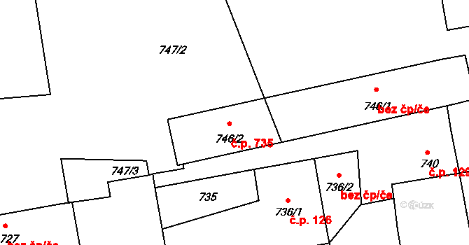 České Budějovice 4 735, České Budějovice na parcele st. 746/2 v KÚ České Budějovice 4, Katastrální mapa
