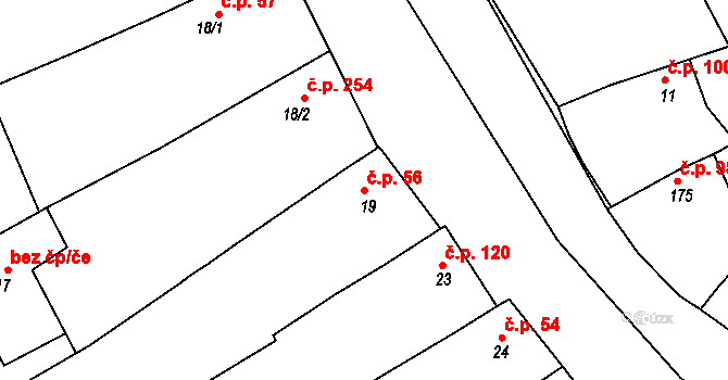 Zlechov 56 na parcele st. 19 v KÚ Zlechov, Katastrální mapa