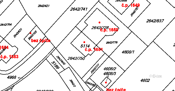 Kuřim 1651 na parcele st. 5114 v KÚ Kuřim, Katastrální mapa