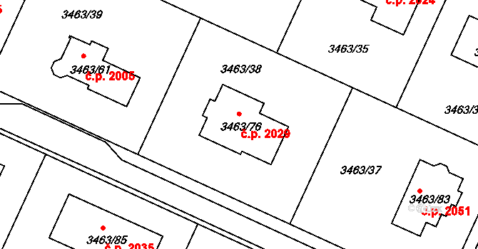 Kadaň 2029 na parcele st. 3463/76 v KÚ Kadaň, Katastrální mapa