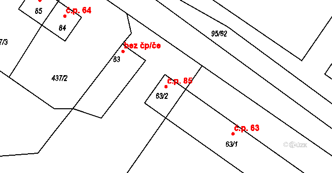 Zlivice 85, Čížová na parcele st. 63/2 v KÚ Zlivice, Katastrální mapa