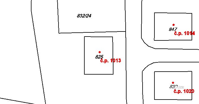 Stonava 1013 na parcele st. 825 v KÚ Stonava, Katastrální mapa