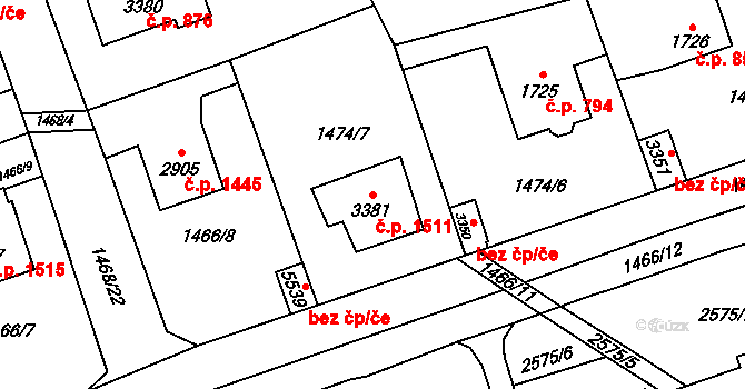 Beroun-Město 1511, Beroun na parcele st. 3381 v KÚ Beroun, Katastrální mapa