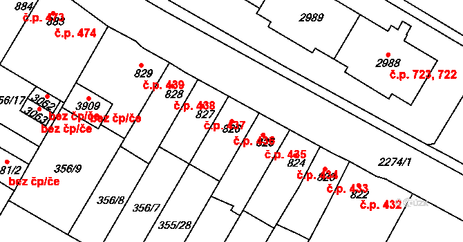 Sušice II 436, Sušice na parcele st. 826 v KÚ Sušice nad Otavou, Katastrální mapa