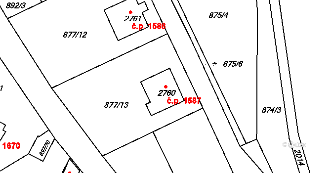 Náchod 1587 na parcele st. 2760 v KÚ Náchod, Katastrální mapa