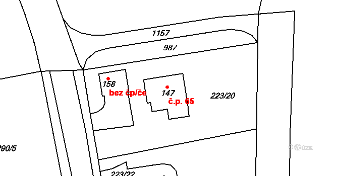 Bukvice 65 na parcele st. 147 v KÚ Bukvice, Katastrální mapa