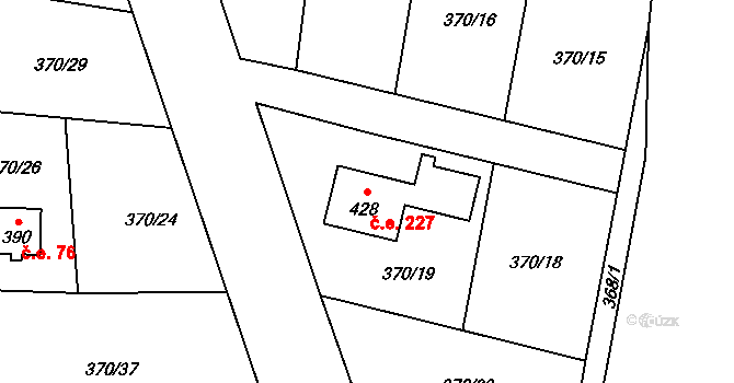 Český Jiřetín 227 na parcele st. 428 v KÚ Český Jiřetín, Katastrální mapa