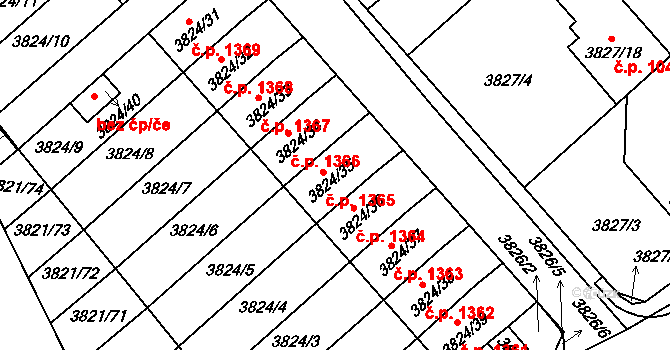 Chotěboř 1365 na parcele st. 3824/35 v KÚ Chotěboř, Katastrální mapa