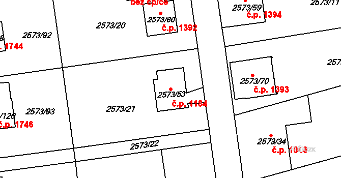 Rychnov nad Kněžnou 1184 na parcele st. 2573/53 v KÚ Rychnov nad Kněžnou, Katastrální mapa