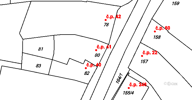 Postoupky 41, Kroměříž na parcele st. 80 v KÚ Postoupky, Katastrální mapa