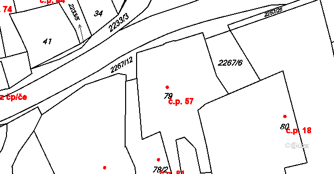 Hranice III-Velká 57, Hranice na parcele st. 79 v KÚ Velká u Hranic, Katastrální mapa