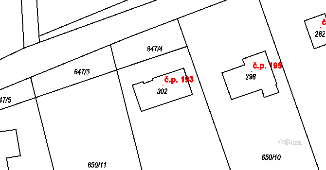 Bobr 193, Žacléř na parcele st. 302 v KÚ Bobr, Katastrální mapa